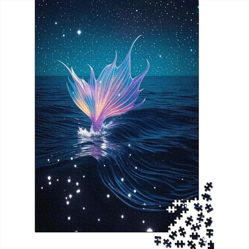 1000 Teile Meerjungfrau Puzzle Für Erwachsene Und Kinder Holzpuzzle Familien Spiel Meerjungfrau Schwanz Meeresoberfläche Puzzle Wohndekoration Geschenk Für Erwachsene 1000pcs (75x50cm) von EMYXPAQM