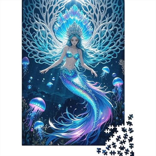 1000 Teile Meerjungfrau Puzzle Für Erwachsene Und Kinder Holzpuzzle Familien Spiel Meerjungfrauenprinzessin Krone Puzzle Wohndekoration Geschenkideen 1000pcs (75x50cm) von EMYXPAQM