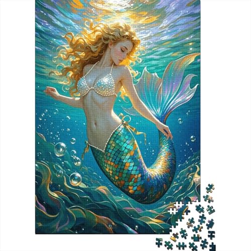 1000 Teile Meerjungfrau Puzzle Für Erwachsene Und Kinder Holzpuzzle Puzzlespiel Kreativspiel Goldgelockte Meerjungfrau Puzzles Wohndekoration Geschenk Für Erwachsene 1000pcs (75x50cm) von EMYXPAQM
