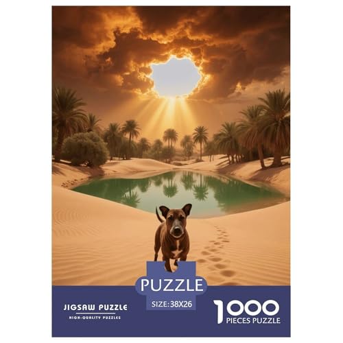 1000 Teile Miniature Bullterrier Puzzle – Für Erwachsene, Familienspaß & Lernspielzeug, Hund Wüstenoase Puzzle, Wohnkultur, Geschenkideen 38x26cm/1000pcs von EMYXPAQM