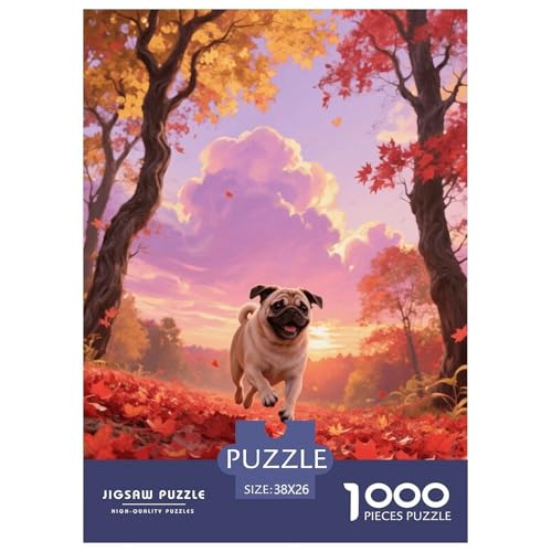 1000 Teile Mops Puzzle – Für Erwachsene, Familienfreundlicher Denkspaß, Herbstwald Puzzle, Wohnkultur, Geschenk Für Erwachsene 38x26cm/1000pcs von EMYXPAQM
