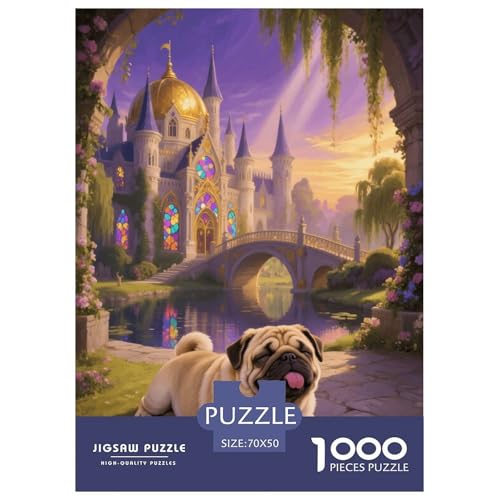 1000 Teile Mops Puzzle – Für Erwachsene, Familienspaß & Gemeinsames Spiel, Schlosshof Puzzle, Dekoration, Geschenkideen 70x50cm/1000pcs von EMYXPAQM