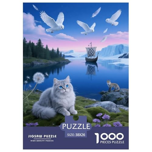 1000 Teile Munchkin Katze Puzzle – Für Erwachsene, Familienspaß & Lernspielzeug, Katze Schneeeule Puzzle, Wohnkultur, Einzigartiges Geschenk 38x26cm/1000pcs von EMYXPAQM