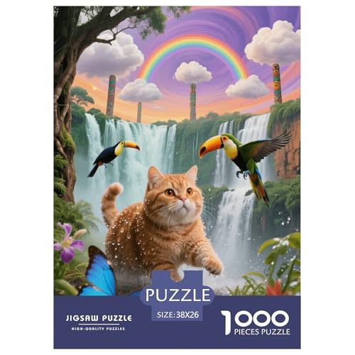 1000 Teile Munchkin Katze Puzzle – Für Erwachsene, Familienspaß & Lernspielzeug, Katze Tukan Wasserfall Puzzles, Dekoration, Geschenk Für Erwachsene 38x26cm/1000pcs von EMYXPAQM