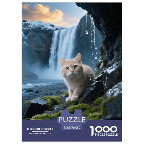 1000 Teile Munchkin Katze Puzzle – Für Erwachsene, Familienspaß & Lernspielzeug, Katze Wasserfall Puzzles, Dekoration, Geschenk Zum Geburtstag 70x50cm/1000pcs von EMYXPAQM