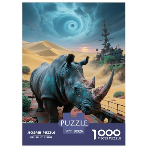 1000 Teile Nashorn Puzzle – Für Erwachsene, Familienfreundlicher Denkspaß, Schiffbruch Wüste Puzzle, Dekoration, Geschenkideen 38x26cm/1000pcs von EMYXPAQM