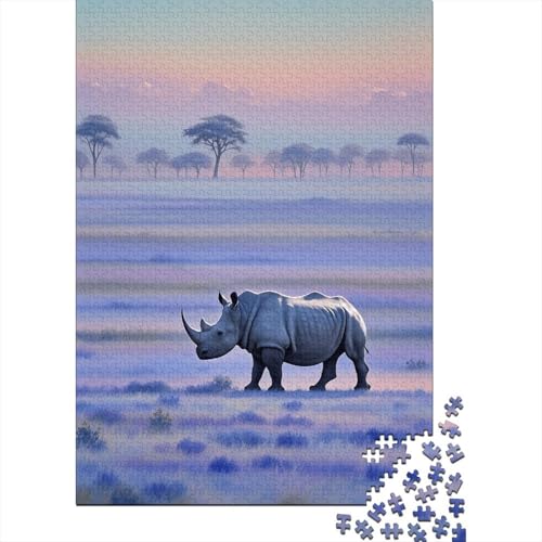 1000 Teile Nashorn Puzzle Für Erwachsene Und Kinder Holzpuzzle Familien Spiel Nashorn Grasland Puzzles Wohndekoration Unique Gift 1000pcs (75x50cm) von EMYXPAQM