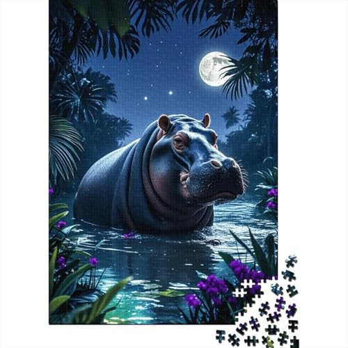 1000 Teile Nilpferd Puzzle Für Erwachsene Und Kinder Holzpuzzle Familien Spiel Nilpferd Mondscheinwald Puzzle Wohndekoration Geschenk Zu Weihnachten 1000pcs (75x50cm) von EMYXPAQM