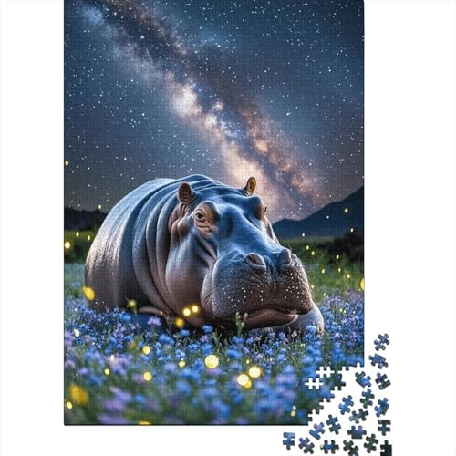 1000 Teile Nilpferd Puzzle Für Erwachsene Und Kinder Holzpuzzle Familien Spiel Nilpferd Nebelkraut Puzzle Wohndekoration Geschenk Für Kinder 1000pcs (75x50cm) von EMYXPAQM