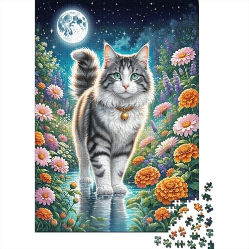 1000 Teile Norwegian Forest Katze Puzzle Für Erwachsene Und Kinder Holzpuzzle Familien Spiel Norwegische Waldkatze Blumen Puzzles Wohndekoration Unique Gift 1000pcs (75x50cm) von EMYXPAQM