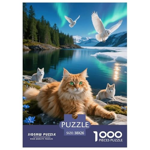 1000 Teile Norwegische Waldkatze Puzzle – Für Erwachsene, Familienspaß & Lernspielzeug, Katze Fuchs Gletscher Puzzle, Dekoration, Einzigartiges Geschenk 38x26cm/1000pcs von EMYXPAQM