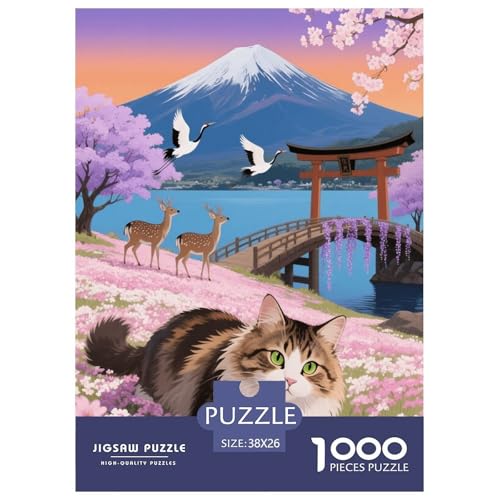 1000 Teile Norwegische Waldkatze Puzzle – Für Erwachsene, Familienspaß & Lernspielzeug, Katze Kirschblüte Puzzles, Dekoration, Geschenk Für Erwachsene 38x26cm/1000pcs von EMYXPAQM