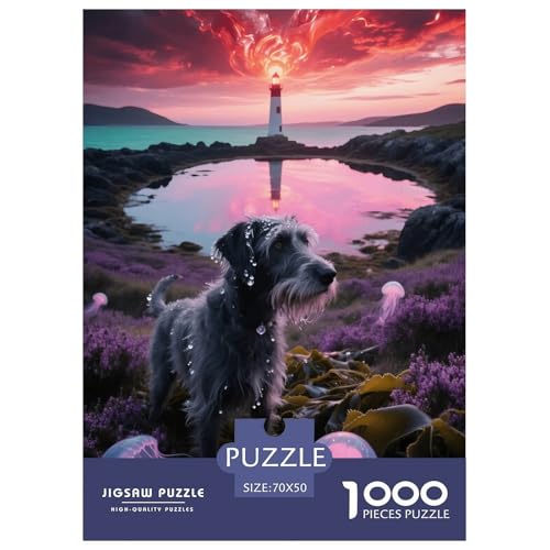 1000 Teile Norwegischer Lundehund Puzzle – Für Erwachsene, Familienspaß & Lernspielzeug, Hund Küsten Leuchtturm Puzzles, Dekoration, Geschenk Für Kinder 70x50cm/1000pcs von EMYXPAQM
