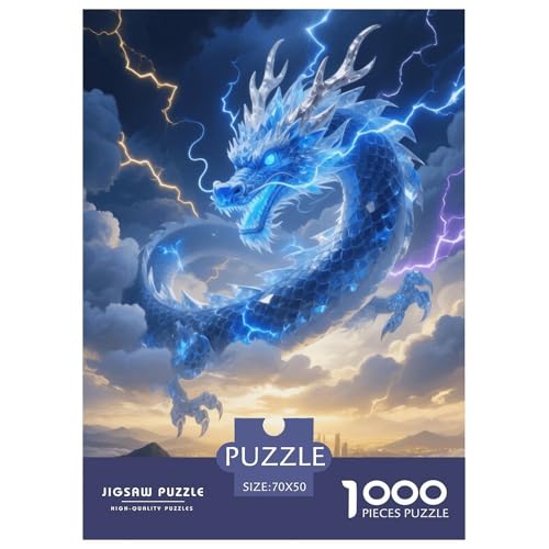 1000 Teile Östlicher Drache Puzzle – Für Erwachsene, Herausforderndes Knobelspiel, Blitz Puzzles, Wohnkultur, Geschenkideen 70x50cm/1000pcs von EMYXPAQM