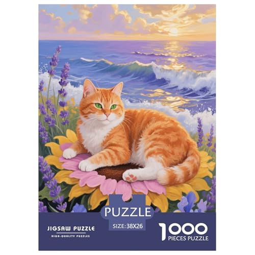 1000 Teile Orange Katze Puzzle – Für Erwachsene, Herausforderndes Knobelspiel, Blumenfeld Küste Puzzle, Wohnkultur, Einzigartiges Geschenk 38x26cm/1000pcs 1000 Teile Orange Katze Puzzle – Für Erwachsene, Herausforderndes Knobelspiel, Blumenfeld Küste Puzzle, Wohnkultur, Einzigartiges Geschenk 38x26cm/1000pcs von EMYXPAQM