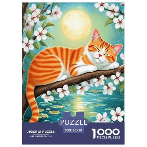 1000 Teile Orange Katze Puzzle Für Erwachsene Und Kinder Geschicklichkeitsspiel Orange Katze Sakura Puzzle Aus Karton Wohndekoration Unique Gift 70x50cm/1000pcs von EMYXPAQM