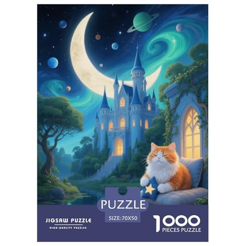 1000 Teile Orange Katze Puzzle Für Erwachsene Und Kinder Geschicklichkeitsspiel Orange Katze Schloss Puzzles Aus Karton Wohndekoration Geschenk Für Kinder 70x50cm/1000pcs von EMYXPAQM