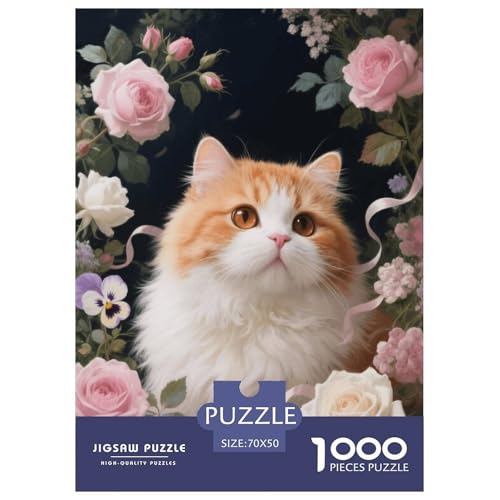 1000 Teile Orange Katze Puzzle Für Erwachsene Und Kinder Geschicklichkeitsspiel Orange Katzenblumen Puzzles Aus Karton Wohndekoration Unique Gift 70x50cm/1000pcs von EMYXPAQM