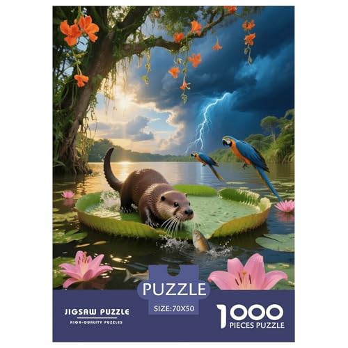 1000 Teile Otter Puzzle – Für Erwachsene, Anspruchsvolles Spiel, Fluss Puzzles, DekoRatteion, Geschenk Für Kinder 70x50cm/1000pcs von EMYXPAQM
