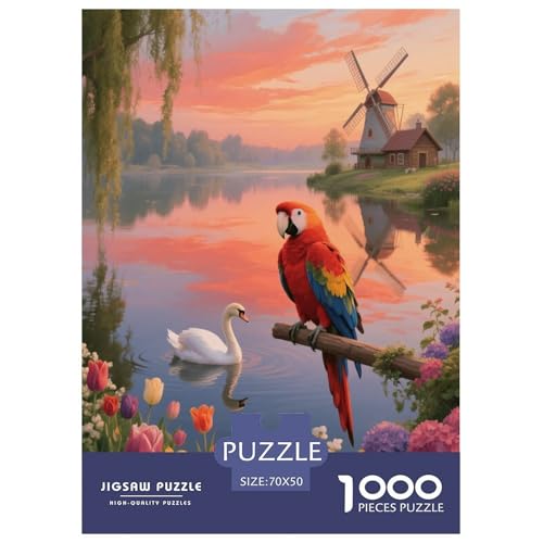 1000 Teile Papagei Puzzle – Für Erwachsene, Herausforderndes Knobelspiel, Träumerische Landschaft Puzzles, Wohnkultur, Geschenk Zum Geburtstag 70x50cm/1000pcs von EMYXPAQM
