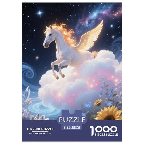 1000 Teile Pegasus Puzzle Für Erwachsene Und Kinder Geschicklichkeitsspiel Pegasus Blumen Puzzle Aus Karton Wohndekoration Unique Gift 38x26cm/1000pcs von EMYXPAQM