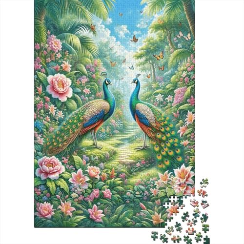 1000 Teile Pfauen Puzzle Für Erwachsene Und Kinder Holzpuzzle Familien Spiel Zwei Pfauen Garten Puzzles Wohndekoration Geschenk Für Erwachsene 1000pcs (75x50cm) von EMYXPAQM