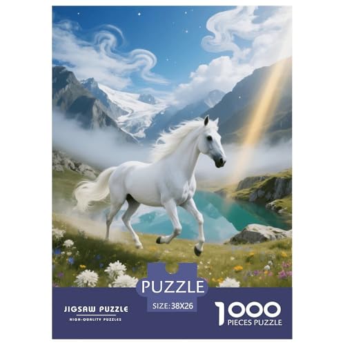 1000 Teile Pferd Puzzle – Für Erwachsene, Anspruchsvolles Spiel, Grasland See Puzzles, Wohnkultur, Geschenkideen 38x26cm/1000pcs von EMYXPAQM