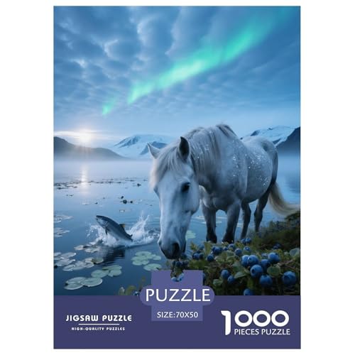 1000 Teile Pferd Puzzle – Für Erwachsene, Anspruchsvolles Spiel, See Puzzle, Wohnkultur, Geschenk Für Erwachsene 70x50cm/1000pcs von EMYXPAQM