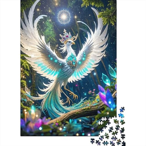1000 Teile Phönix Puzzle Für Erwachsene Und Kinder Holzpuzzle Familien Spiel Weißer Phönix Edelsteinkrone Puzzle Wohndekoration Unique Gift 1000pcs (75x50cm) von EMYXPAQM
