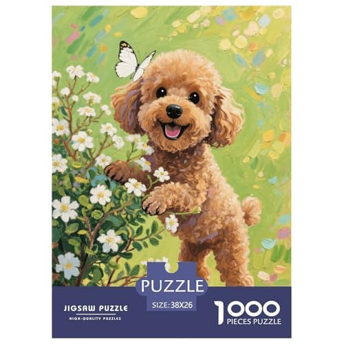1000 Teile Pudel Puzzle Für Erwachsene Und Kinder Entspannung Spiel Pudel Weiße Blumen Pflanzen Puzzles Aus Karton Wohndekoration Einzigartiges Geschenk 38x26cm/1000pcs von EMYXPAQM