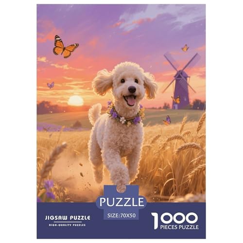 1000 Teile Pudel Puzzle Für Erwachsene Und Kinder Geschicklichkeitsspiel Pudel Weizenfeld Puzzle Aus Karton Wohndekoration Geschenk Für Kinder 70x50cm/1000pcs von EMYXPAQM