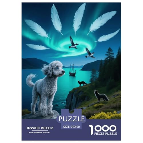 1000 Teile Pudel Puzzle Für Jugendliche Und Erwachsene Schwieriges Spiel Pudel Küstenklippe Puzzles Aus Karton Wohndekoration Geschenk Für Kinder 70x50cm/1000pcs von EMYXPAQM