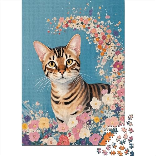 1000 Teile Puzzle Bengalkatze Blumen Holz-Puzzle Für Jugendliche & Erwachsene - Klassische Herausforderung, Wohnkultur, Einzigartiges Geschenk 1000pcs (75x50cm) von EMYXPAQM