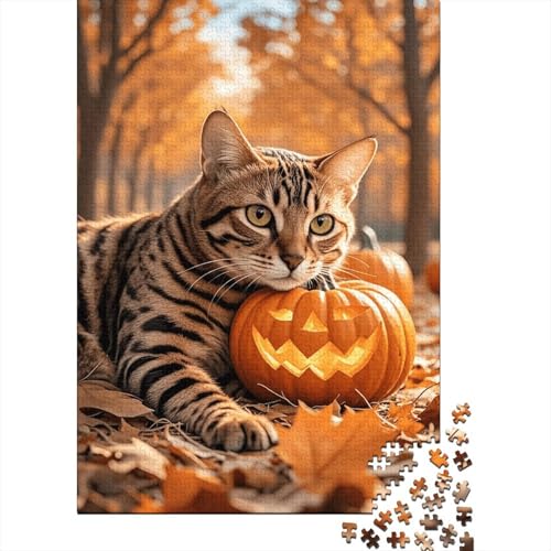 1000 Teile Puzzle Bengalkatze Kürbiskuschel Holz-Puzzle Für Jugendliche & Erwachsene - Klassische Herausforderung, Moderne Wohnkultur, Einzigartiges Geschenk 1000pcs (75x50cm) von EMYXPAQM