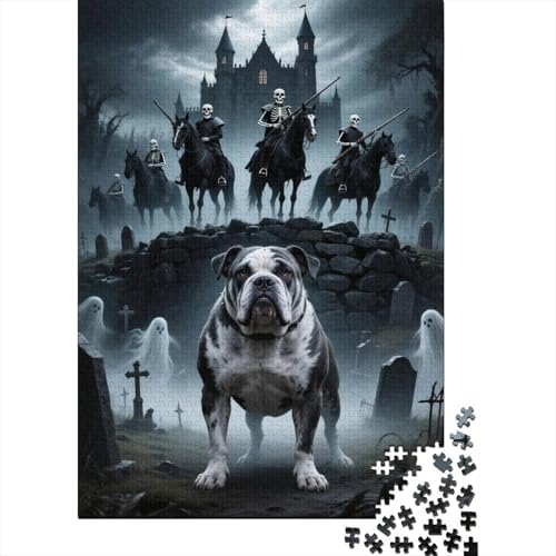 1000 Teile Puzzle Bulldogge Dunkle Burg Soldaten Holz-Puzzle Für Jugendliche & Erwachsene - Klassische Herausforderung, Wohnkultur, Geschenkideen 1000pcs (75x50cm) von EMYXPAQM