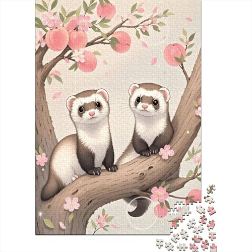 1000 Teile Puzzle Frettchen Pfirsichbaum Holz-Puzzle Für Jugendliche & Erwachsene - Klassische Herausforderung, Moderne Wohnkultur, Geschenkideen 1000pcs (75x50cm) von EMYXPAQM
