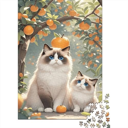 1000 Teile Puzzle Ragdoll Katze Obstbaum Holz-Puzzle Für Jugendliche & Erwachsene - Klassische Herausforderung, Wohnkultur, Geschenkideen 1000pcs (75x50cm) von EMYXPAQM
