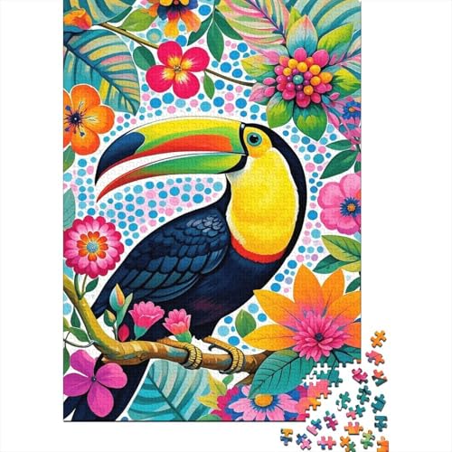 1000 Teile Puzzle Tukan Blumen Blätter Holz-Puzzle Für Jugendliche & Erwachsene - Klassische Herausforderung, Wohnkultur, Einzigartiges Geschenk 1000pcs (75x50cm) von EMYXPAQM