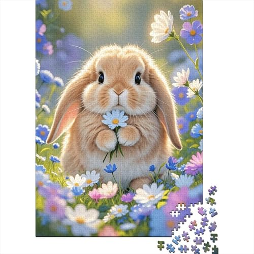 1000 Teile Puzzle Widderkaninchen Chrysanthemenfeld Holz-Puzzle Für Jugendliche & Erwachsene - Klassische Herausforderung, Moderne Wohnkultur, Einzigartiges Geschenk 1000pcs (75x50cm) von EMYXPAQM