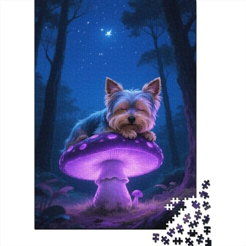 1000 Teile Puzzle Yorkshire Terrier Leuchtpilze Holz-Puzzle Für Jugendliche & Erwachsene - Klassische Herausforderung, Moderne Wohnkultur, Geschenk 1000pcs (75x50cm) von EMYXPAQM