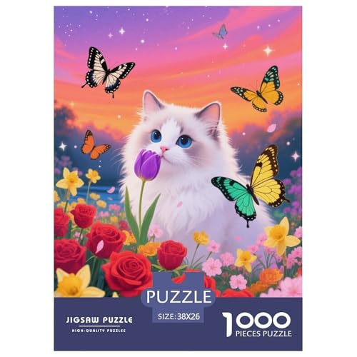 1000 Teile Ragdoll Puzzle Für Erwachsene Und Kinder Geschicklichkeitsspiel Ragdoll Blumenmeer Puzzle Aus Karton Wohndekoration Geschenk Für Erwachsene 38x26cm/1000pcs von EMYXPAQM