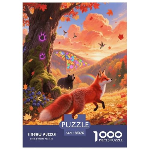 1000 Teile Red Fuchs Puzzle – Für Erwachsene, Herausforderndes Denkspiel, Ahornblatttal Puzzle, DekoRatteion, Geschenk Für Kinder 38x26cm/1000pcs von EMYXPAQM