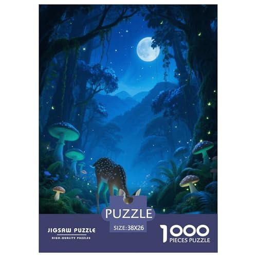 1000 Teile Rehkitz Puzzle Für Erwachsene Und Kinder Geschicklichkeitsspiel Rehkitz Wald Puzzle Aus Karton Wohndekoration Geschenk Für Erwachsene 38x26cm/1000pcs von EMYXPAQM