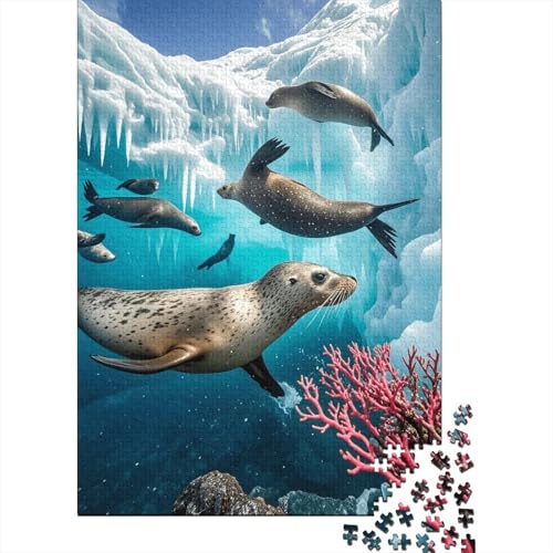 1000 Teile Robbe Puzzle Für Erwachsene Und Kinder Holzpuzzle Familien Spiel Robbe Gletscher Puzzle Wohndekoration Geschenk Für Erwachsene 1000pcs (75x50cm) von EMYXPAQM