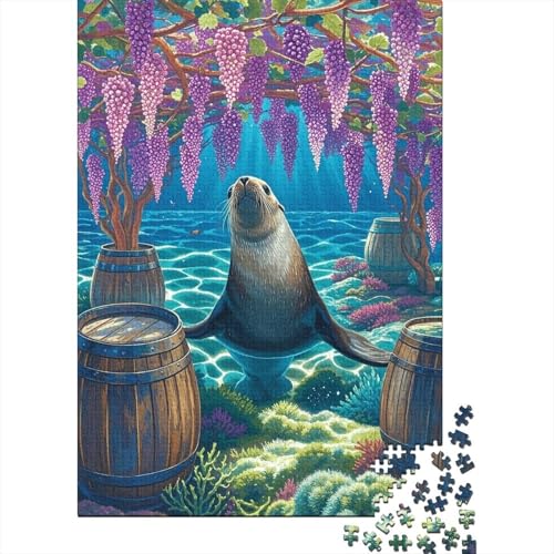 1000 Teile Robbe Puzzle Für Erwachsene Und Kinder Holzpuzzle Puzzlespiel Kreativspiel Robbe Trauben Puzzles Wohndekoration Geschenkideen 1000pcs (75x50cm) von EMYXPAQM