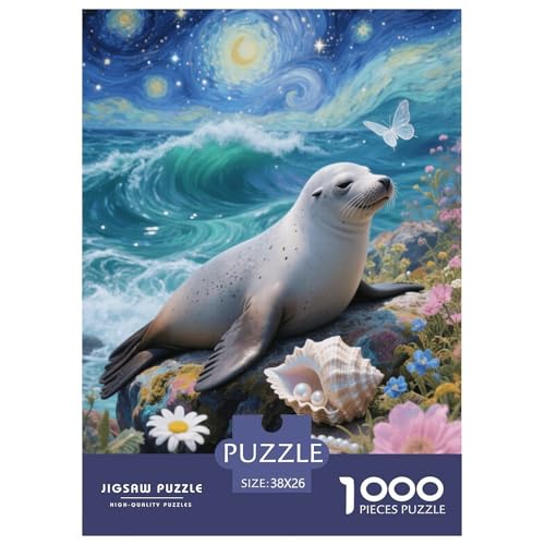1000 Teile Robbe Puzzle Für Jugendliche Und Erwachsene Pädagogisches Spiel Robbe Wellen Blumen Puzzle Aus Karton Wohndekoration Geschenkideen 38x26cm/1000pcs von EMYXPAQM