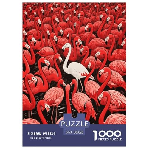 1000 Teile Rosa Flamingo Gruppe Puzzle – Für Erwachsene, Familienfreundlicher Denkspaß, Weißer Flamingo Puzzle, Wohnkultur, Geschenkideen 38x26cm/1000pcs von EMYXPAQM