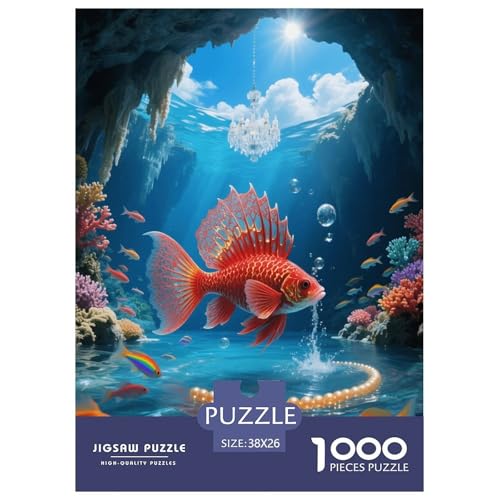 1000 Teile Roter Guppy Puzzle – Für Erwachsene, Anspruchsvolles Spiel, Tiefseehöhle Puzzles, Wohnkultur, Einzigartiges Geschenk 38x26cm/1000pcs von EMYXPAQM