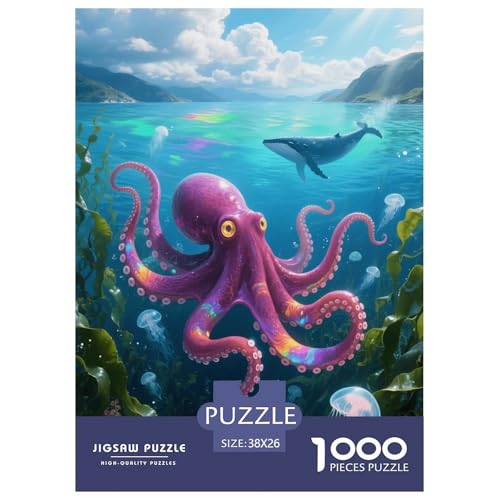 1000 Teile Roter Oktopus Puzzle – Für Erwachsene, Herausforderndes Denkspiel, Wal und Seetang Puzzle, DekoRatteion, Geschenk Zum Geburtstag 38x26cm/1000pcs von EMYXPAQM