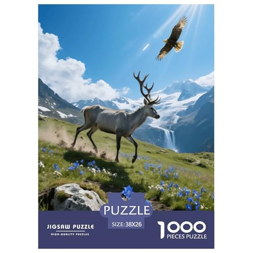 1000 Teile Rothirsch Puzzle – Für Erwachsene, Herausforderndes Denkspiel, Weißkopfseeadler Puzzle, DekoRatteion, Geschenkideen 38x26cm/1000pcs von EMYXPAQM
